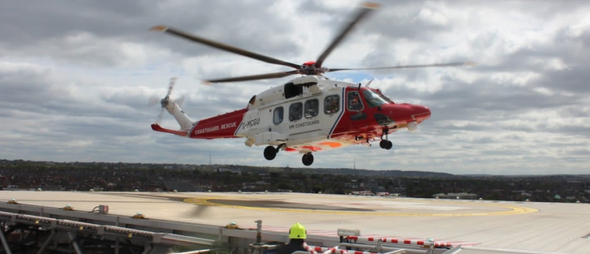 St Georges Hospital London Helipad with helicopter