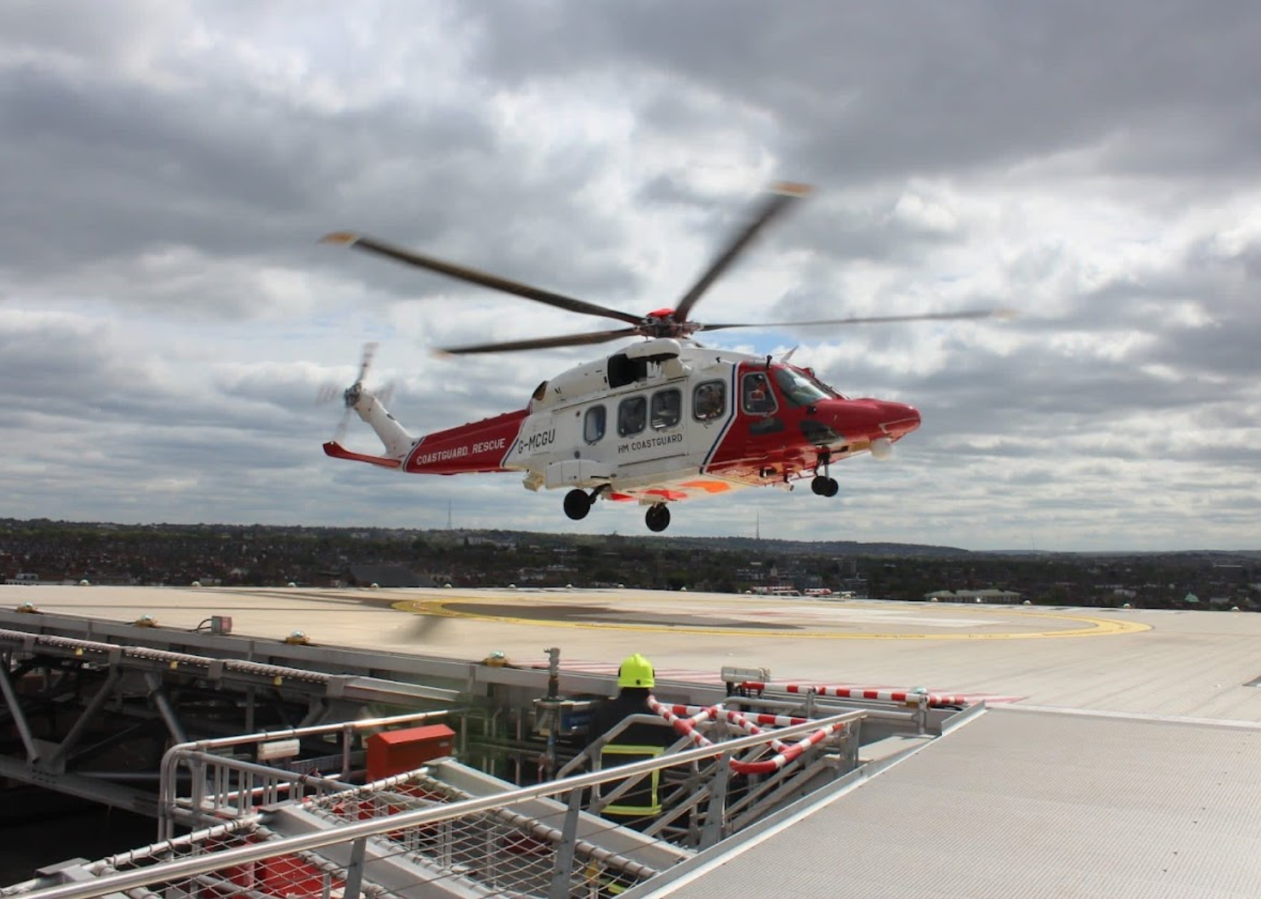 St Georges Hospital London Helipad with helicopter